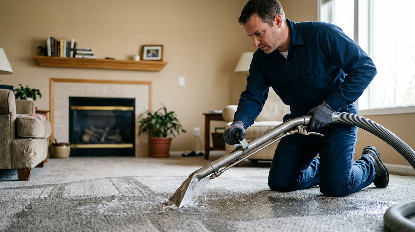 Water damage restoration technician working near Michigantown, IN